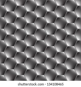 Hexagon metal background with light reflection. EPS10 vector.