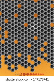 Hexagon metal background.  Vector illustration. Eps 10.