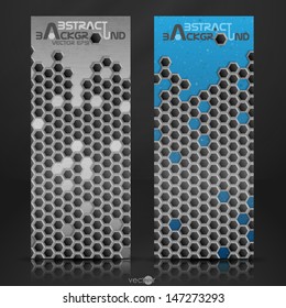 Hexagon metal banner.  Vector illustration. Eps 10