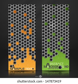 Hexagon metal banner.  Vector illustration. Eps 10.