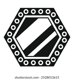 Espelho hexágono com lâmpadas refletindo ícone de luz simples preto estilo isolado vetor ilustração