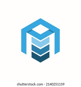 Plantilla de diseño de logotipo de carta de Hexagon MO