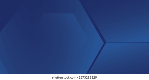 Hexagon Modern abstract blue background with glowing geometric lines. Blue gradient hexagon shape design. Futuristic technology