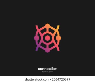 Hexagon with modern connection logo