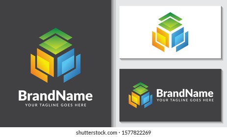 hexagon modern digital gradient logo icon vector template