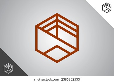 Hexagon modern logotype. Perfect and minimal logo for business related to art, design and creativity industry. Isolated background. Vector eps 10.