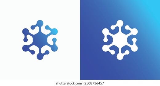 Diseño de logotipo de Vector de conexión de tecnología de círculo molecular hexagonal con estilo moderno, simple, limpio y abstracto. Icono para negocios, investigación, laboratorio y marca personal.