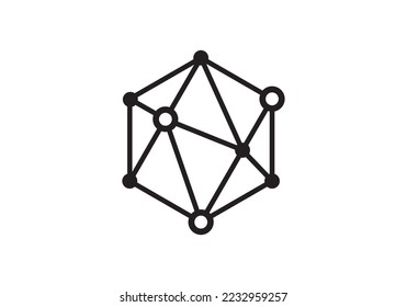 hexagon molecule logo vector. connection technology icon design