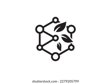 hexagon molecule logo vector. connection technology icon design