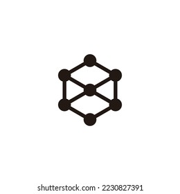 Hexagón, moléculas, símbolo geométrico de estructura simple vector de logotipo