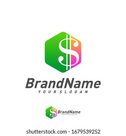 Hexagon Money Logo Design Template Vector. Creative Money logo concepts. Icon symbol