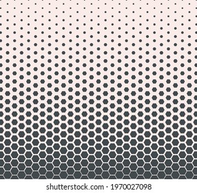 Hexagon monochrome halftone pattern shapes. Modern abstract geometric texture. Template design for Sci-Fi wallpaper, technology poster. Vector illustration
