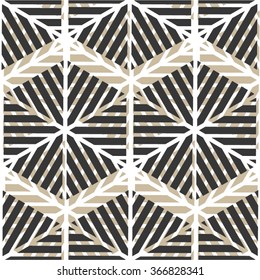 Hexagon in monochrome pattern,  mosaic, seamless vector background.