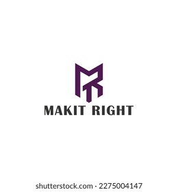Hexagon Monogram Initials Letter MR RM M R logo design