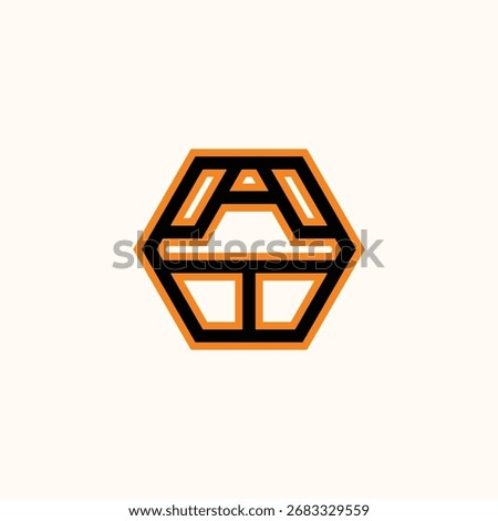 Hexagon Monogram Letter A T Logo Design
