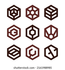 Colección de símbolos del logotipo del monograma de hexagón