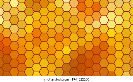 Hexagon mosaic background, abstract orange honeycomb vector design.