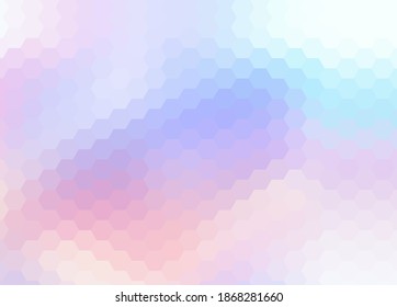 Hexagon mosaic background, abstract purple blue honeycomb icy vector design.