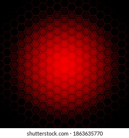 Hexagon-Mosaikhintergrund, abstraktes rotes Honigwabenmuster, dunkles Vektordesign.