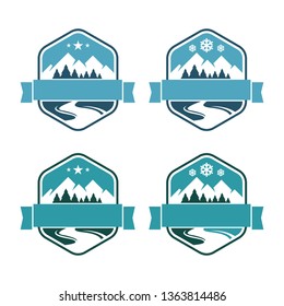 Hexagon Mountain Emblem - New Year Snowflakes Nuance