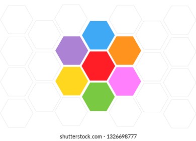 Hexagon multicolor for infographic report