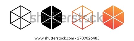 Hexagon Multiple Style Icon Set Vector