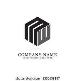 hexagon MW clever logo initial design, clean and strong brand vector