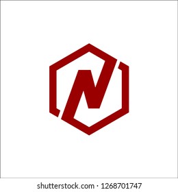HEXAGON N letter vector logo - Vector