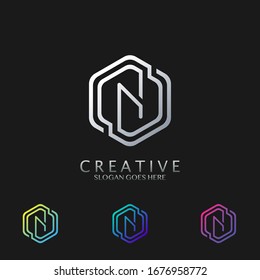 Diseño vectorial del logotipo Hexagon N Lettter para el negocio de la tecnología y más marcas