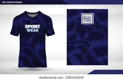 hexagon navy pattren inside halftone Soccer jersey pattern design.Sublimation t shirt. Football soccer kit. Basketball jersey. Futsal, badminton, Running jersey 