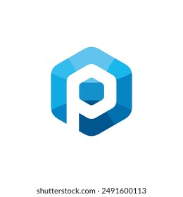 Hexagon Negative Space Initial Letter P Logo Design Vektorgrafik Vorlage