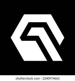 hexagon and number 1 logo vector design in black and white colors	