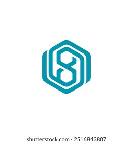 Hexagon Nummer 8 Acht Logo-Design, Vektorvorlage