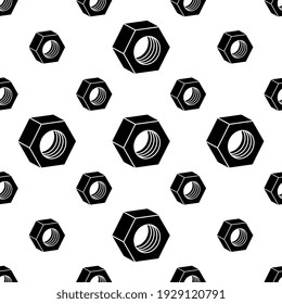 Hexagon Nut Icon Seamless Pattern, Threaded Hole Fastener Icon Vector Art Illustration