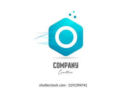 hexagon O letter alphabet logo icon design with blue color and dots. Creative template for business and company