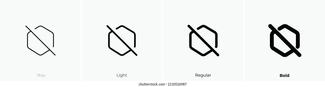 hexagon off icon. Thin, Light Regular And Bold style design isolated on white background