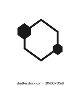 hexagon on which two black hexagons are attached