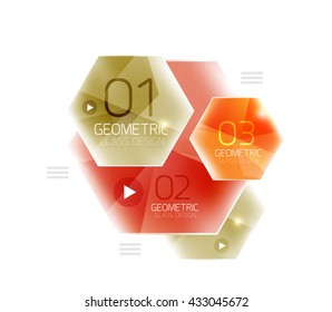 Infográficos de opção hexágono. Modelo de design universal vetorial