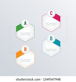Hexagon organization infographics template design. Business concept infograph with 4 options, steps, or processes. Vector visualization can be used for workflow layout, diagram, annual report, web