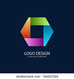Hexagon Origami Vector Logo Design For Company