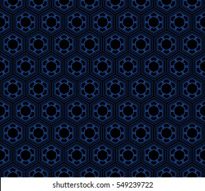 hexagon ornament. beautiful geometric pattern. vector illustration. blue, black color.