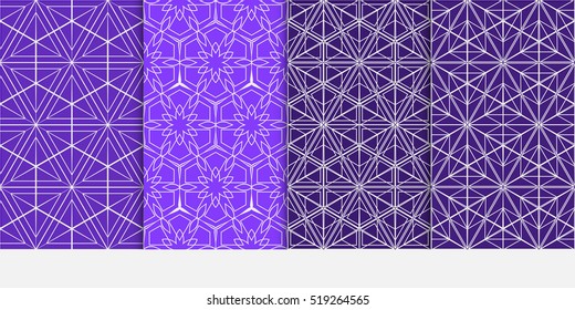 Hexagon ornament. set of seamless pattern. abstract geometry shape. vector illustration. modern wallpaper. For design, background fills, card, banner. blue color