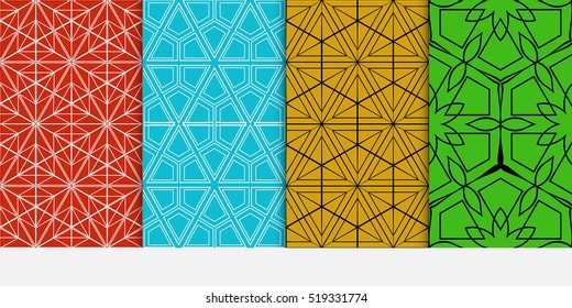 Hexagon ornament. set of seamless pattern. vector illustration. modern wallpaper. For design, background fills, card, banner. color