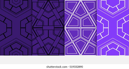 Hexagon ornament. set of seamless pattern. abstract geometry shape. vector illustration. modern wallpaper. For design, background fills, card, banner. blue color