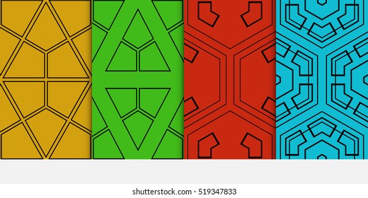Hexagon ornament. set of seamless pattern. vector illustration. modern wallpaper. For design, background fills, card, banner. color