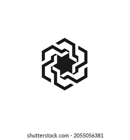 Hexagon Ornaments, Star Design Symbol Concept, Circling Style