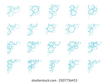 Hexagon Outline Corners Element Set