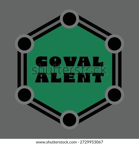 Hexagon outline emblem with linked nodes and coval alert text in a scientific style