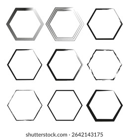 Hexagon outline icon. Honeycomb geometric symbol. Transparent hex shape. Vector modern form.
