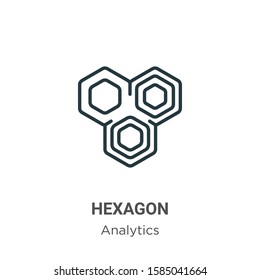 Hexagon outline vector icon. Thin line black hexagon icon, flat vector simple element illustration from editable analytics concept isolated on white background